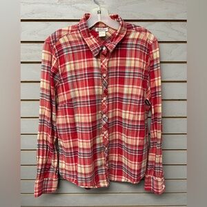 Lucky Brand Red and Cream Plaid Button-Down Shirt